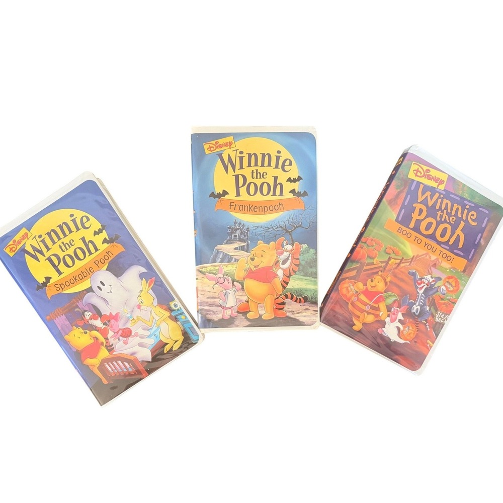 Winnie the Pooh VHS Clamshell Lot Of 3 Holiday Favs Frankenpooh, Spookable Pooh
